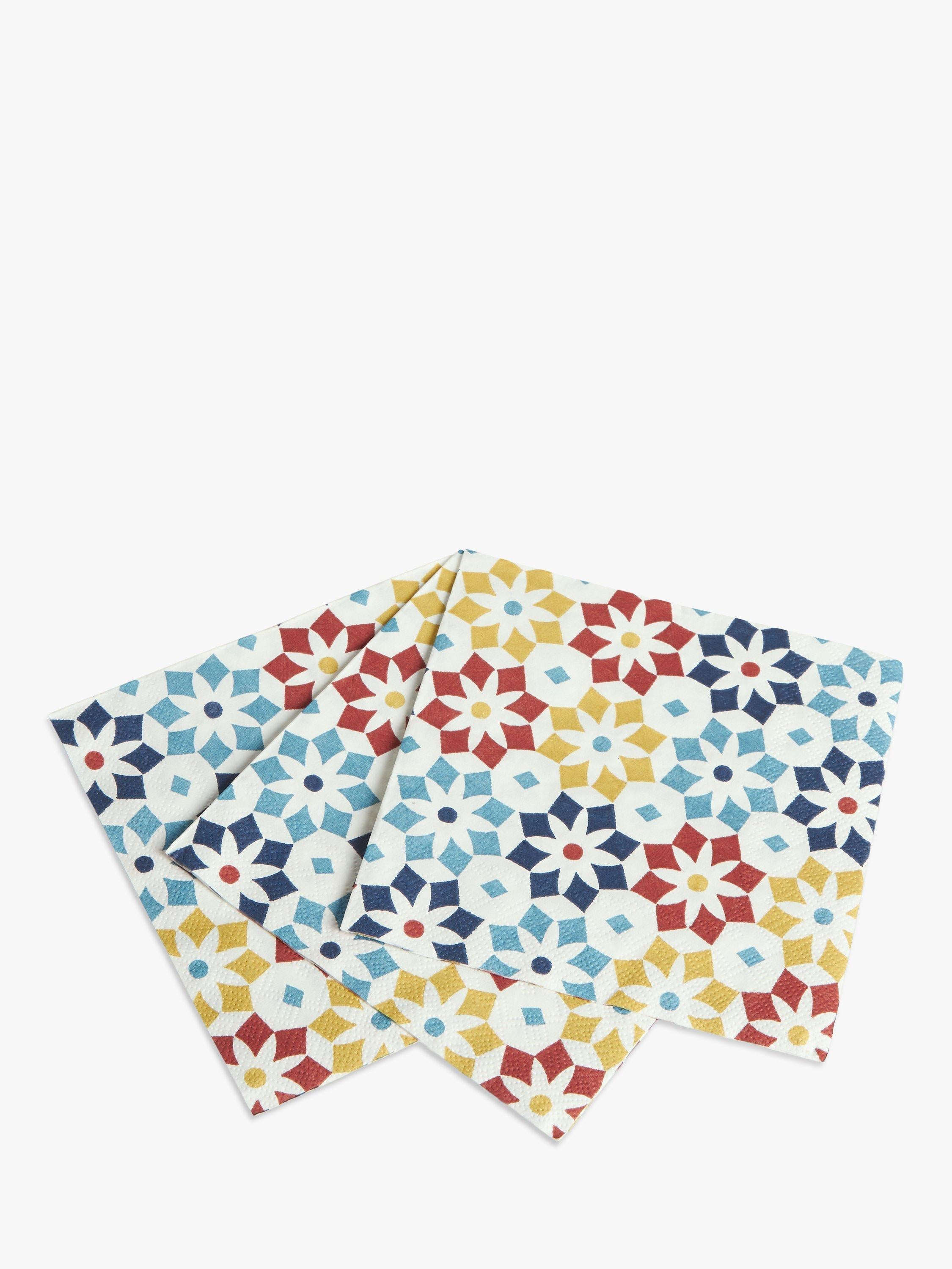 John Lewis Geo Print Paper Cocktail Napkins Pack of 20, UK version