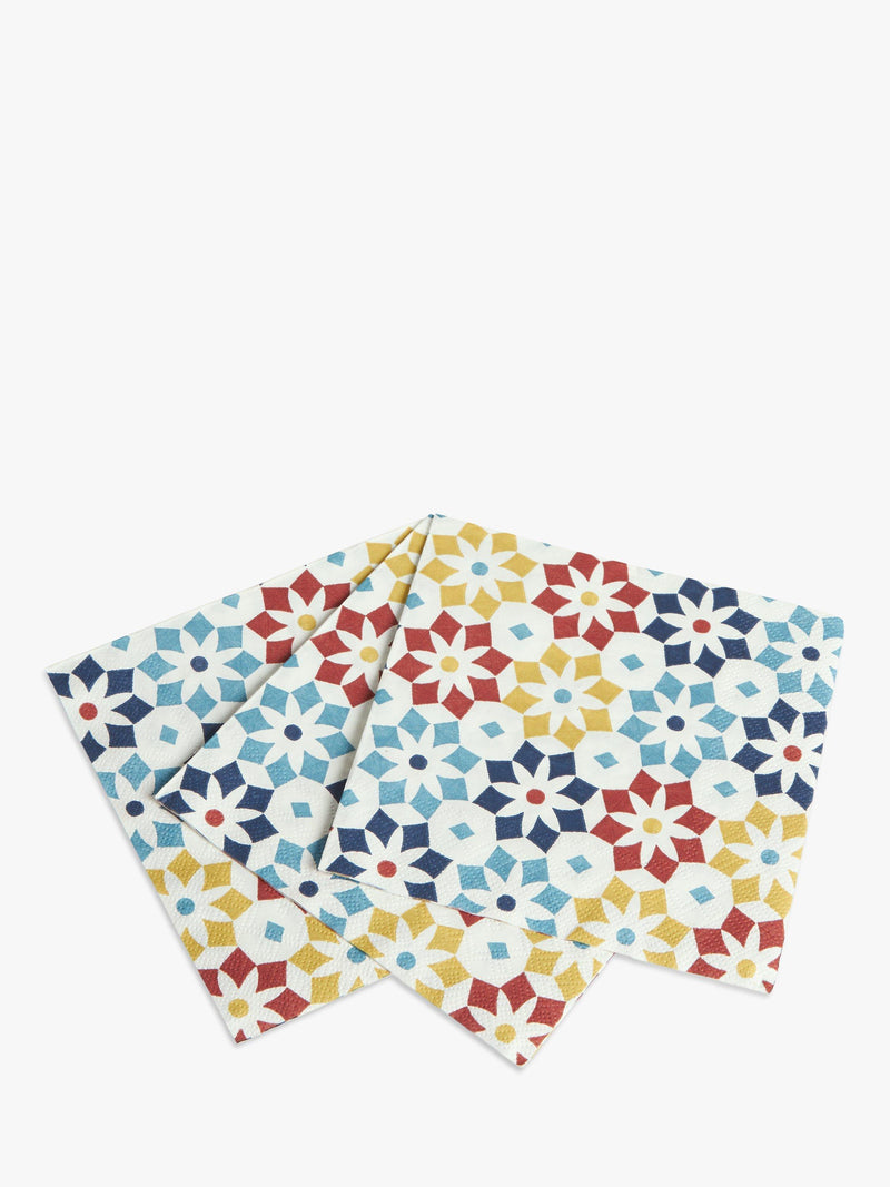 John Lewis Geo Print Paper Cocktail Napkins Pack of 20, UK version