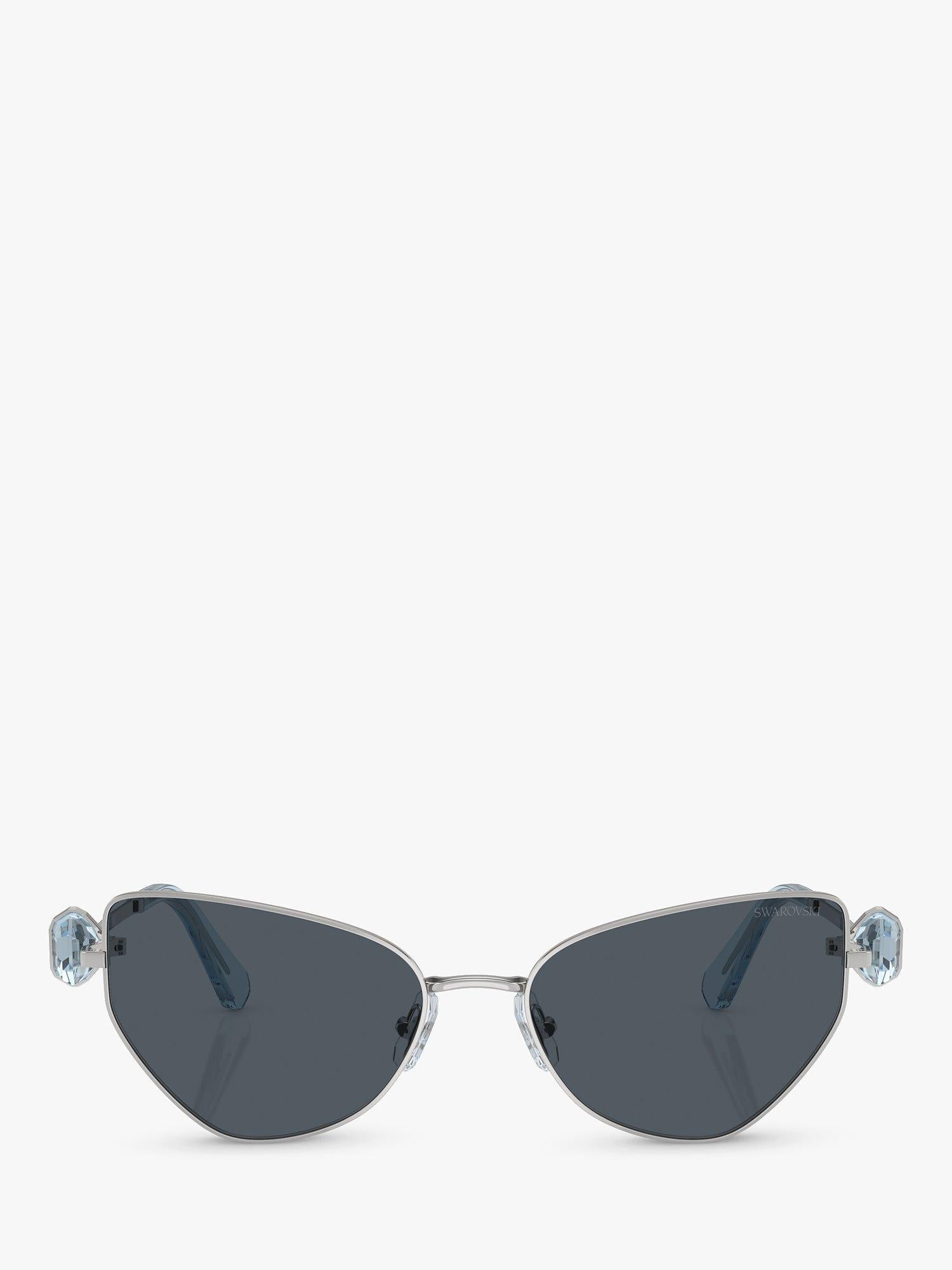 Swarovski women's irregular sunglasses in silver and grey, UK version