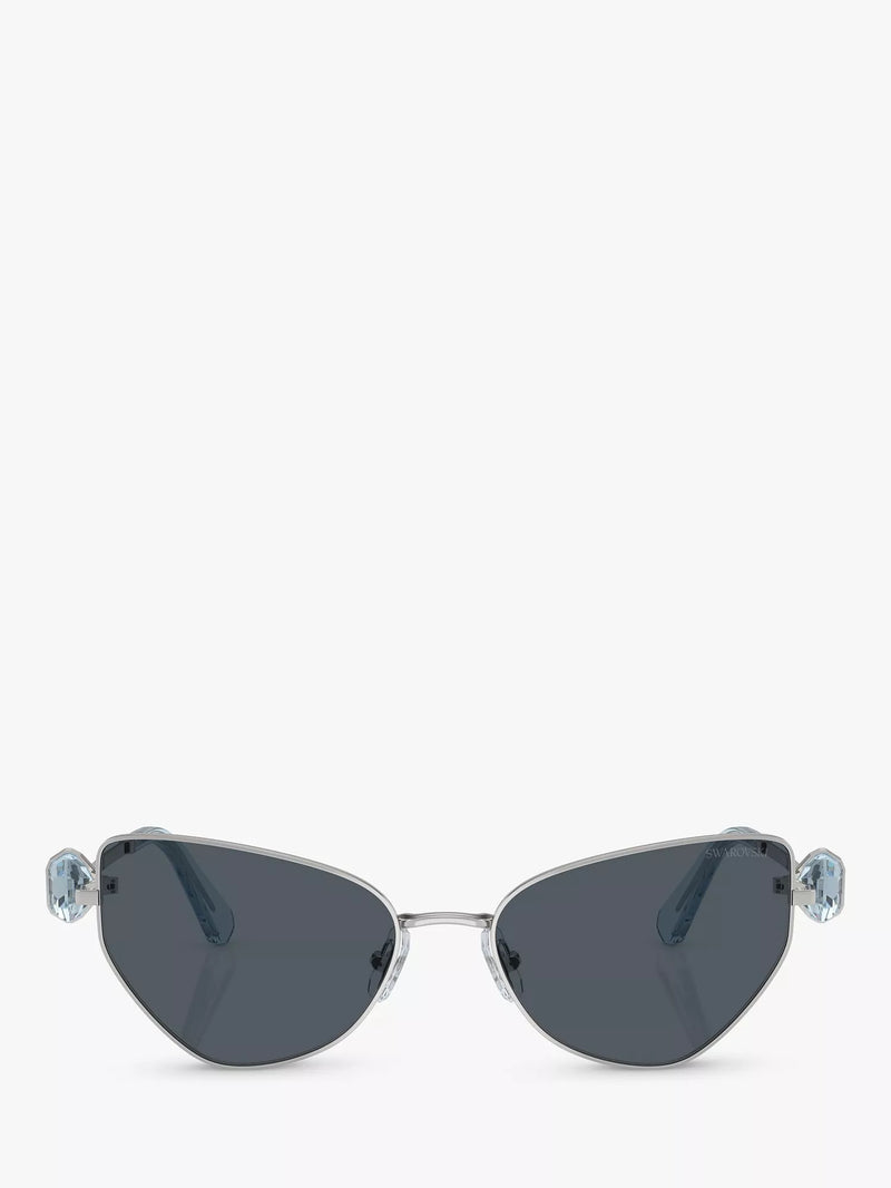 Swarovski women's irregular sunglasses in silver and grey, UK version