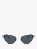 Swarovski women's irregular sunglasses in silver and grey, UK version