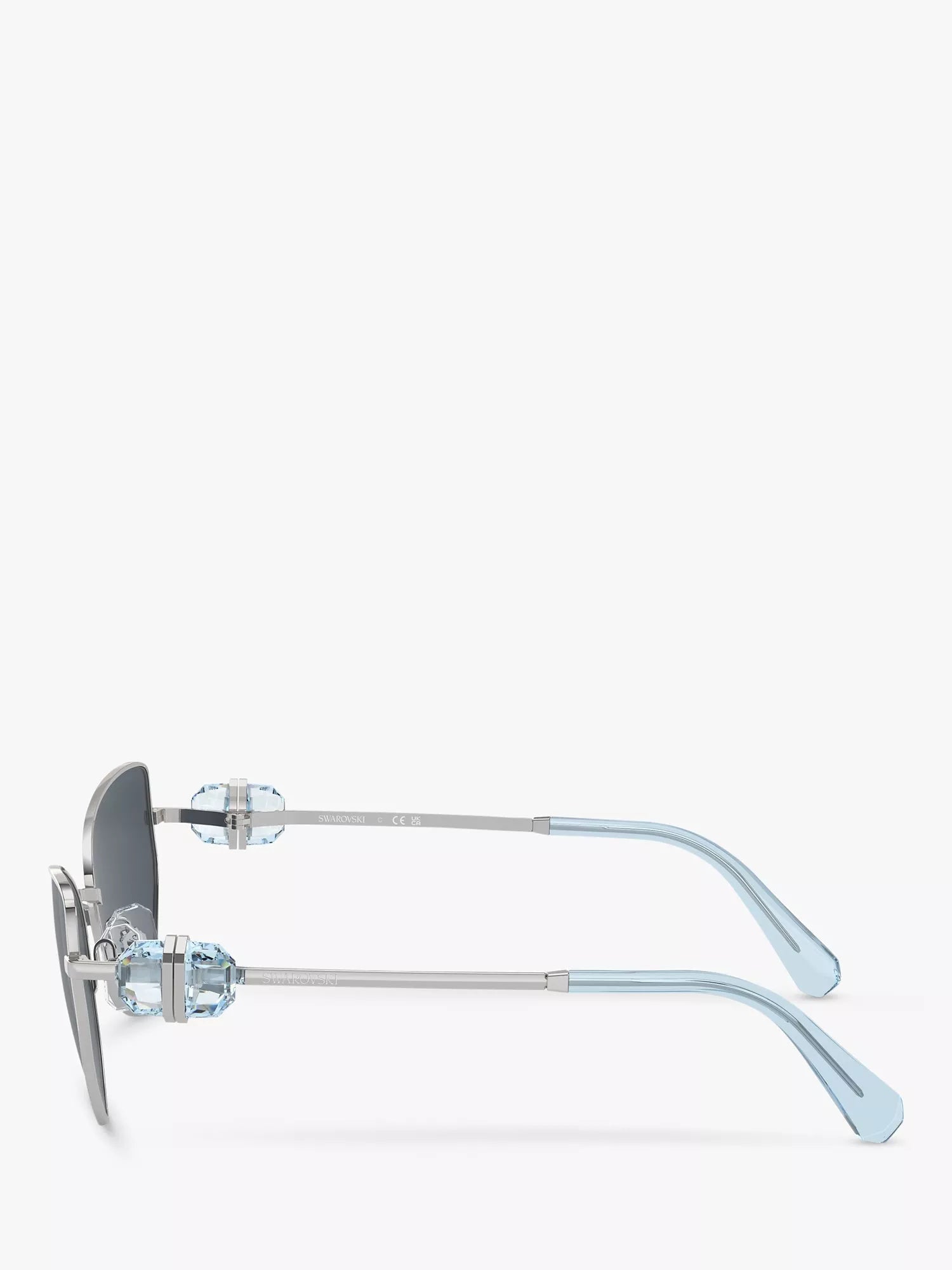 Swarovski women's irregular sunglasses in silver and grey, UK version