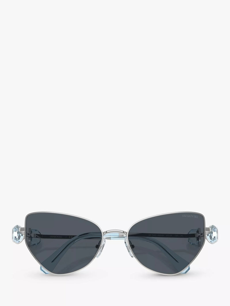 Swarovski women's irregular sunglasses in silver and grey, UK version