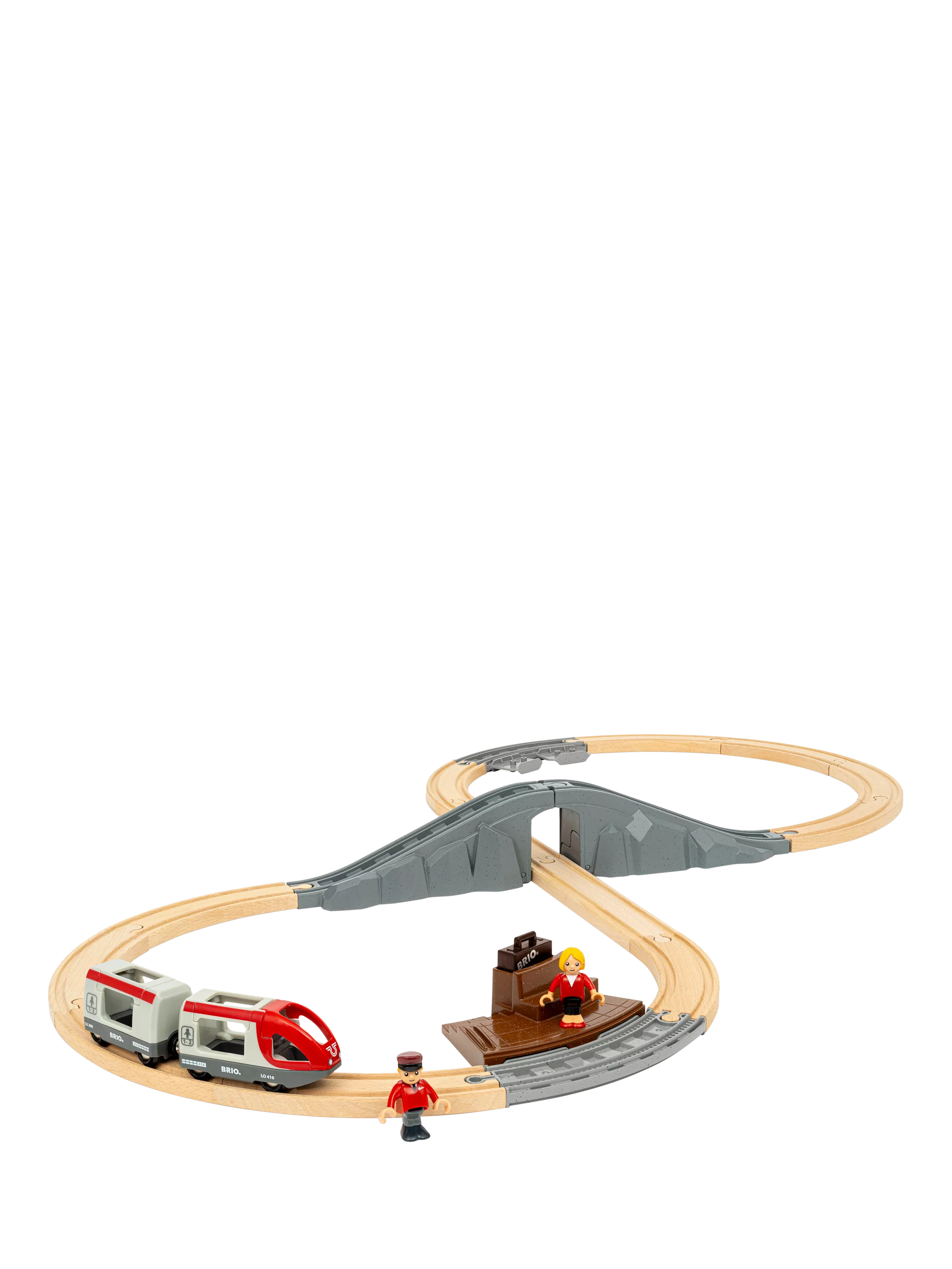 BRIO travel train playset with 22 wooden pieces (British brand)