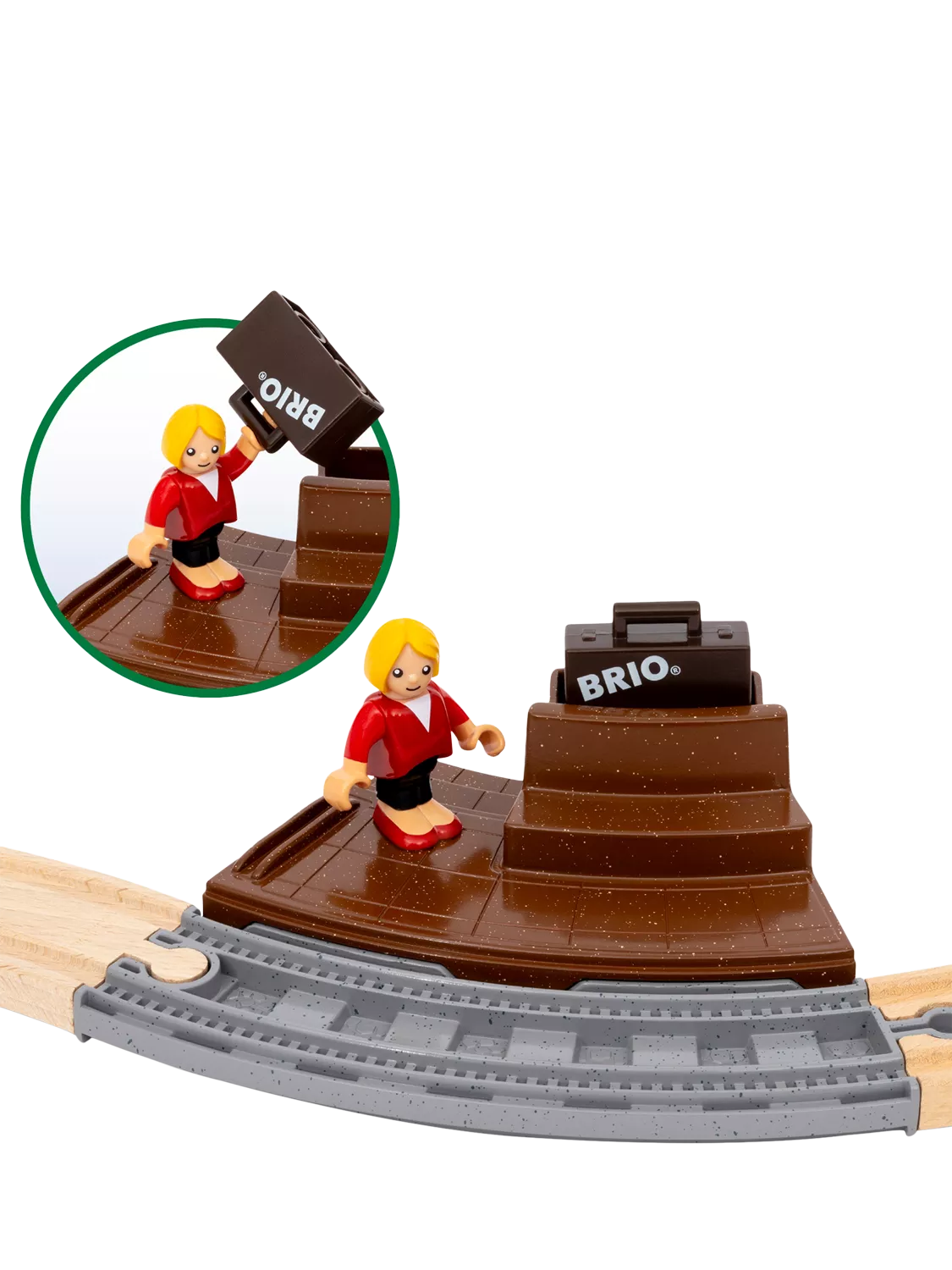BRIO travel train playset with 22 wooden pieces (British brand)