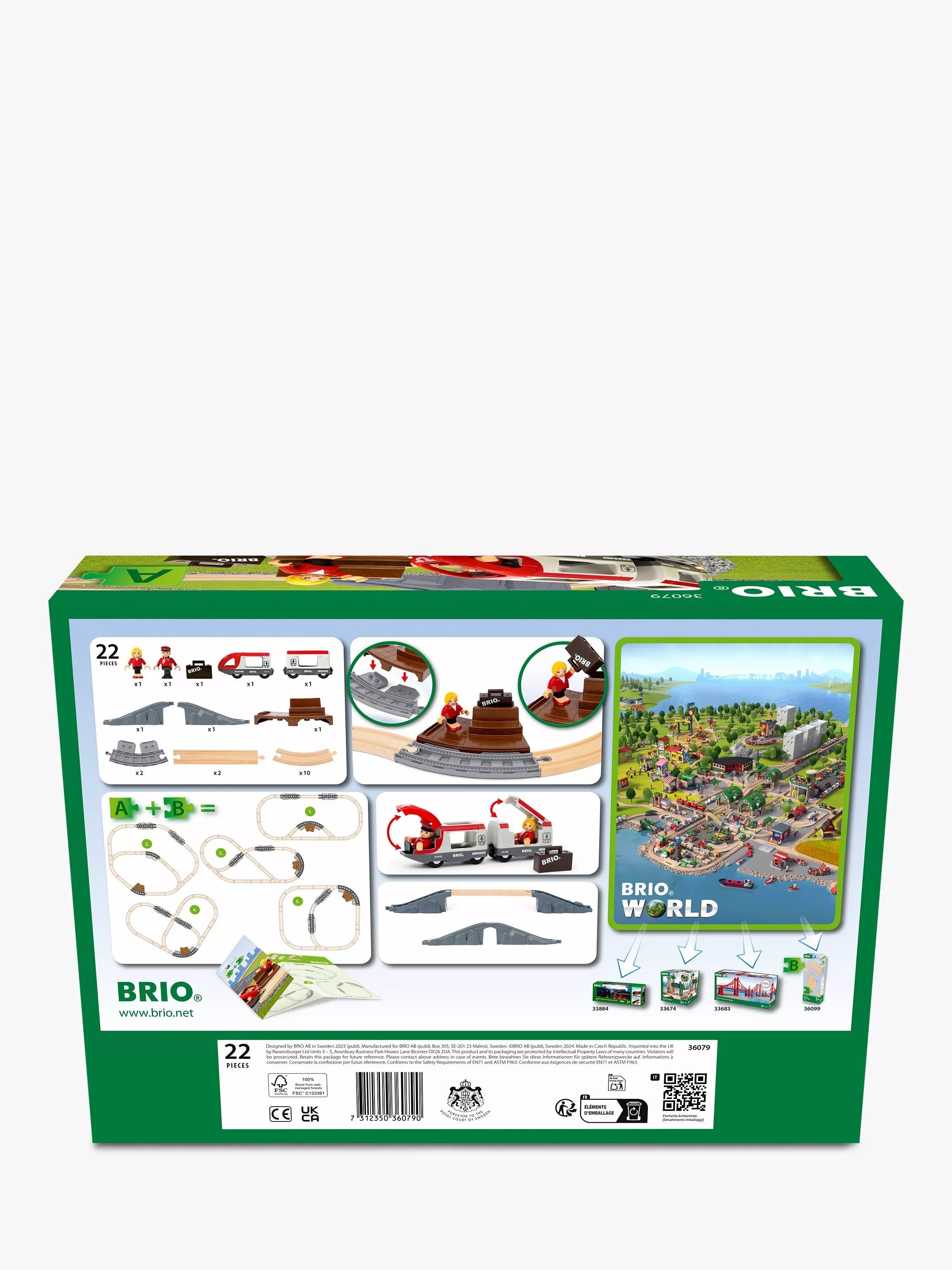 BRIO travel train playset with 22 wooden pieces (British brand)