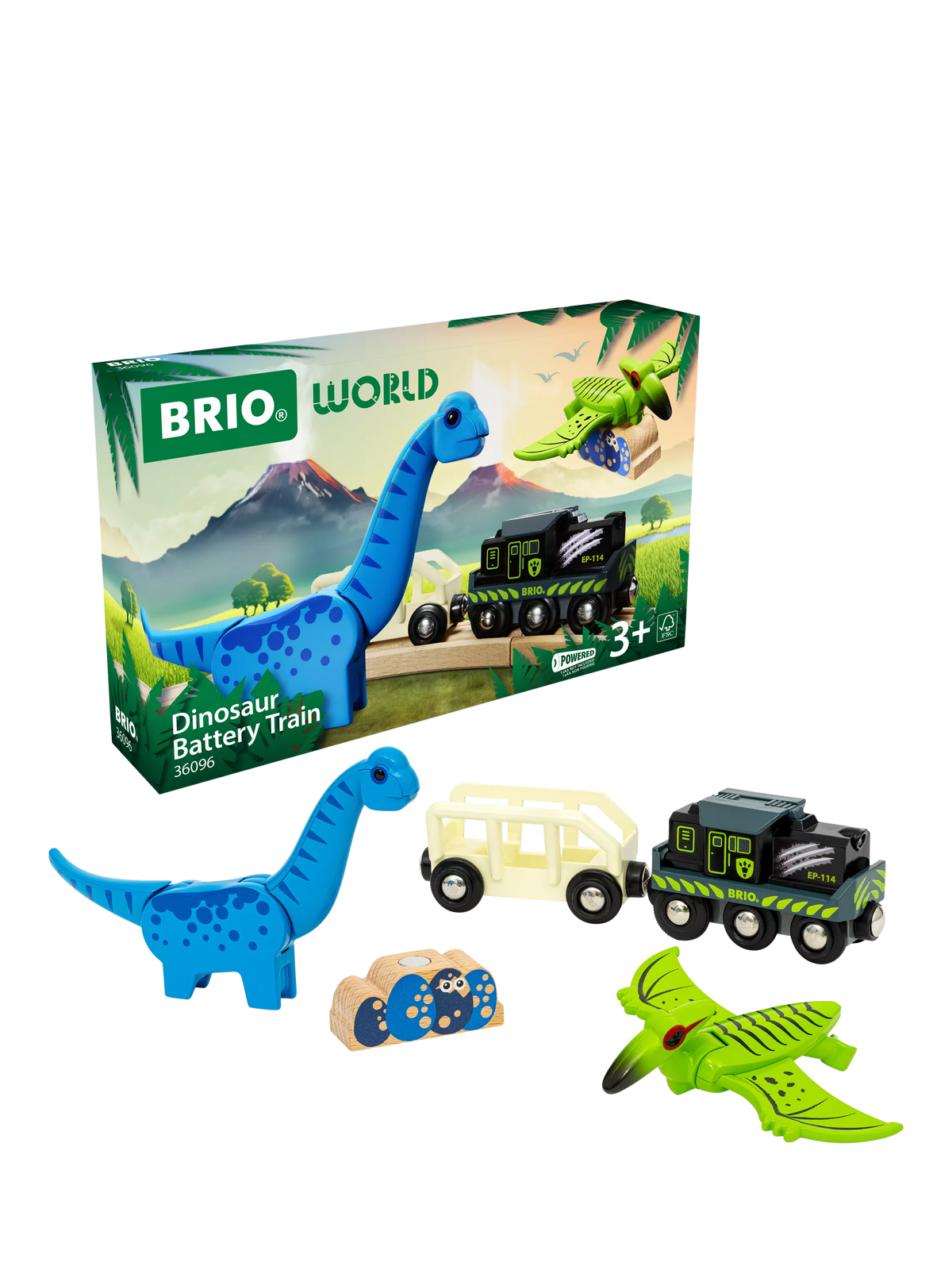 BRIO Dinosaur Battery Train Playset, UK version