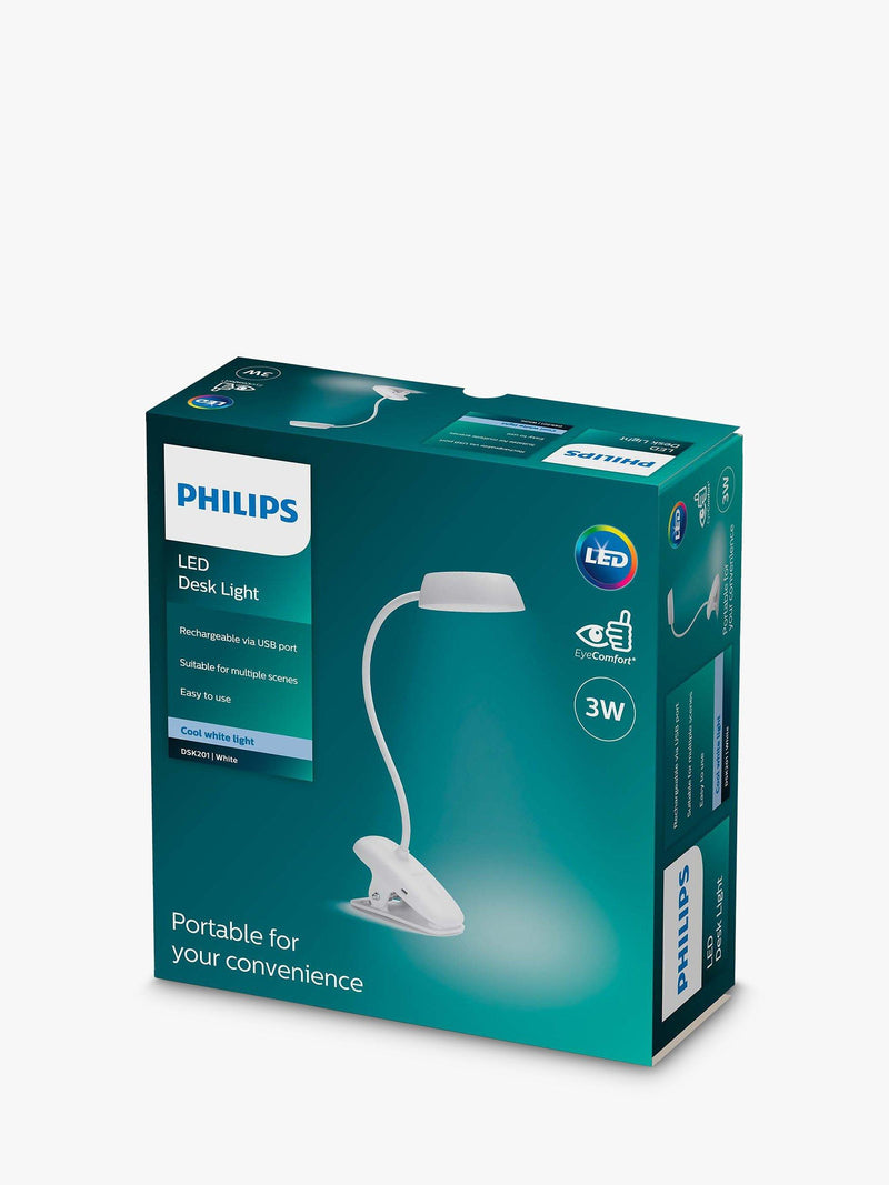 Lampe de table LED à pince Philips Donutclip, importée du Royaume-Uni