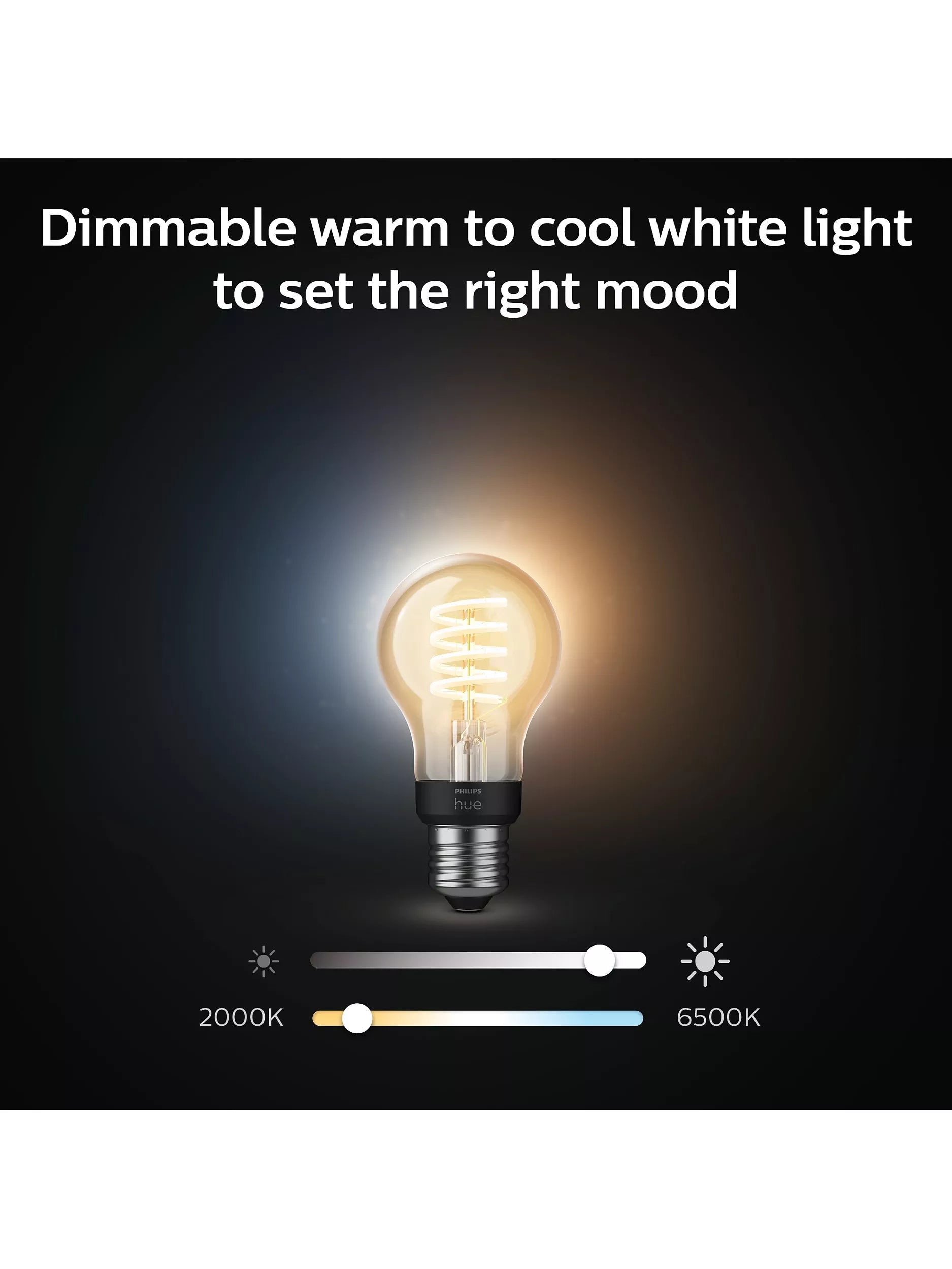 Philips Hue smart bulb white ambiance A60 E27 7W, imported from the UK