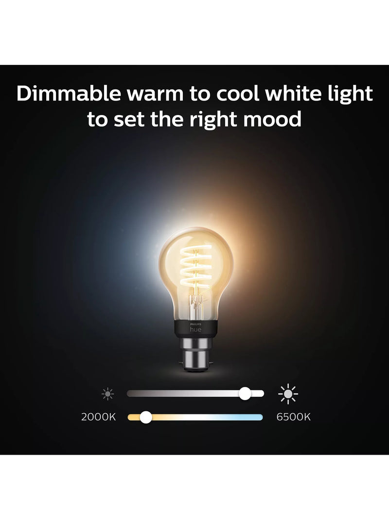 Philips Hue White Ambiance 7W A60 B22 bulb, imported from the UK