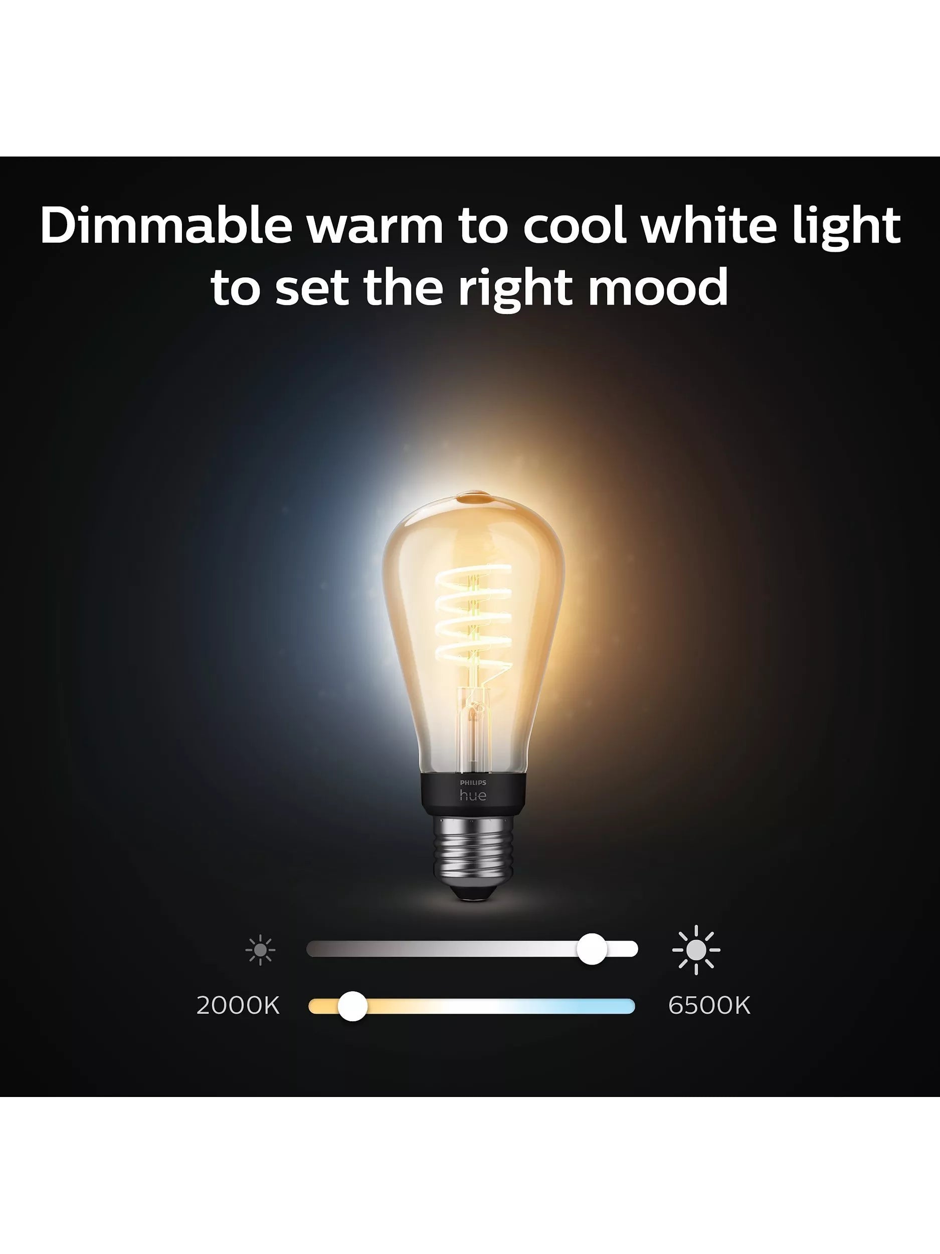 Philips Hue smart bulb ST64 filament 7W E27, UK version