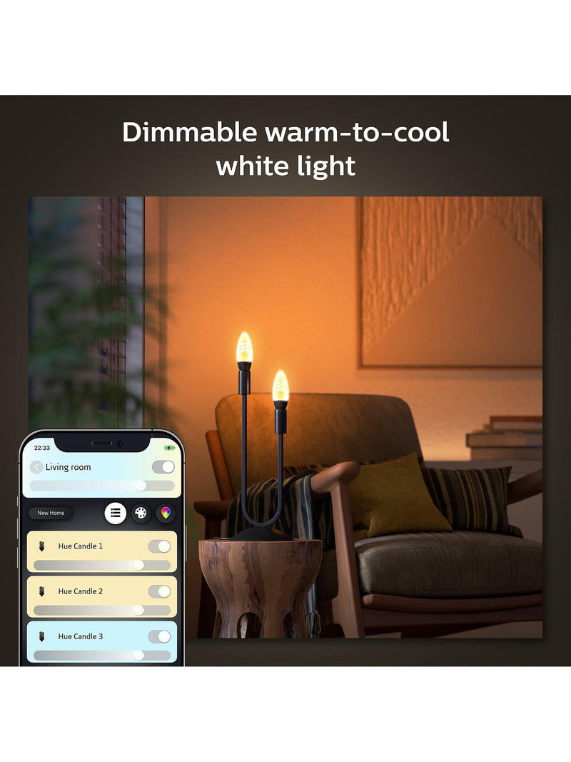 Philips Hue White Ambiance E14 LED filament smart bulb - British product
