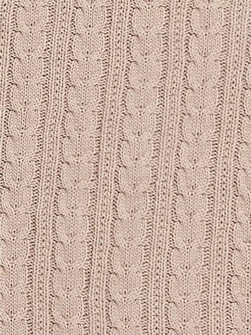 John Lewis Kids' Cable Knit Sherpa Fleece Throw, 150 x 100cm - Linen Sand