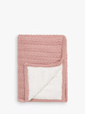 John Lewis Kids' Cable Knit Sherpa Fleece Throw, 150 x 100cm