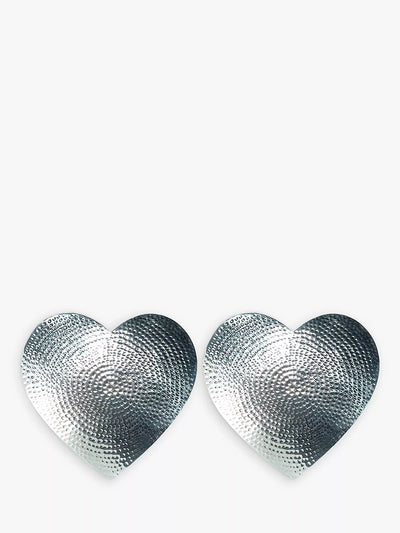 John Lewis Selbrae House Hammered Stainless Steel Heart Placemat, Set of 2, Silver- Buy online at McGrocer