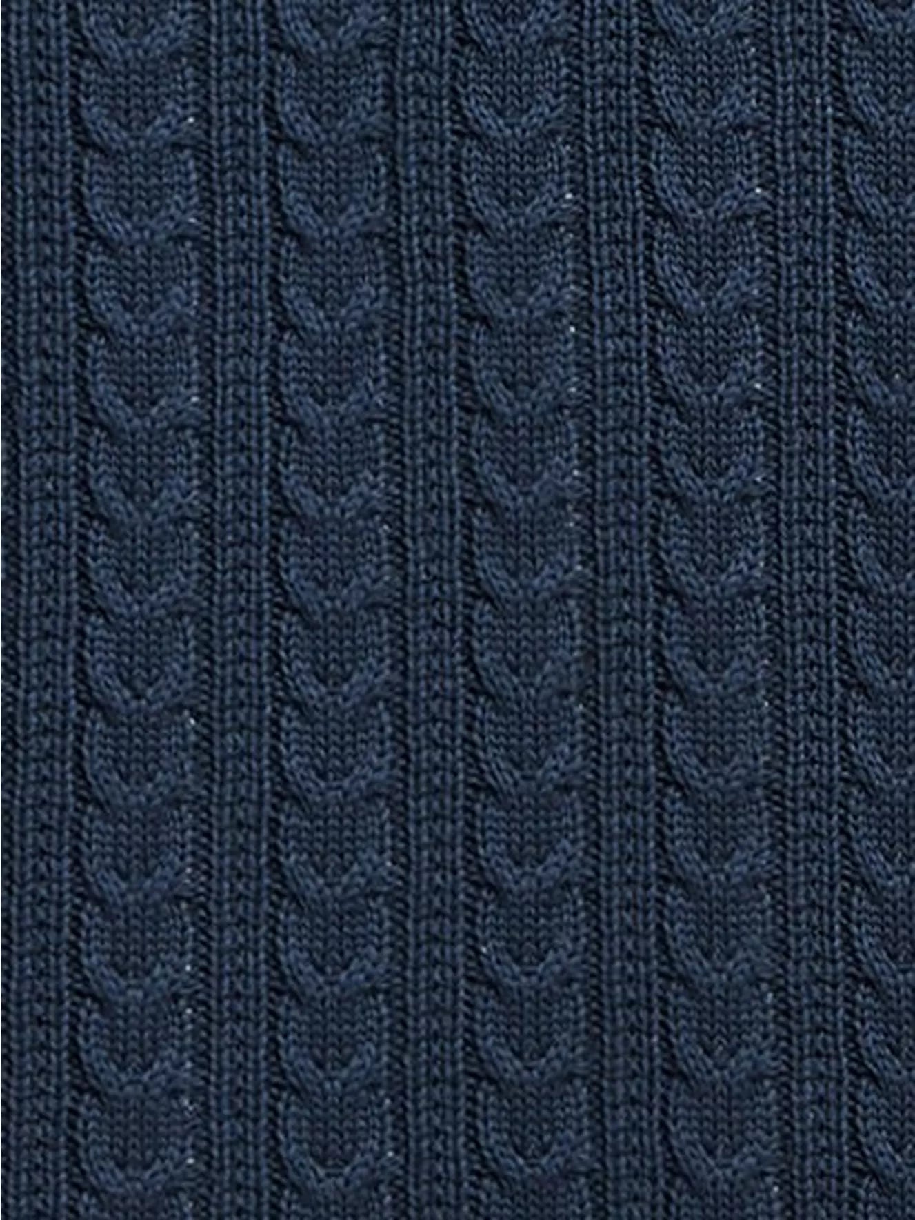 John Lewis Kids' Cable Knit Sherpa Fleece Throw, 150 x 100cm - Navy