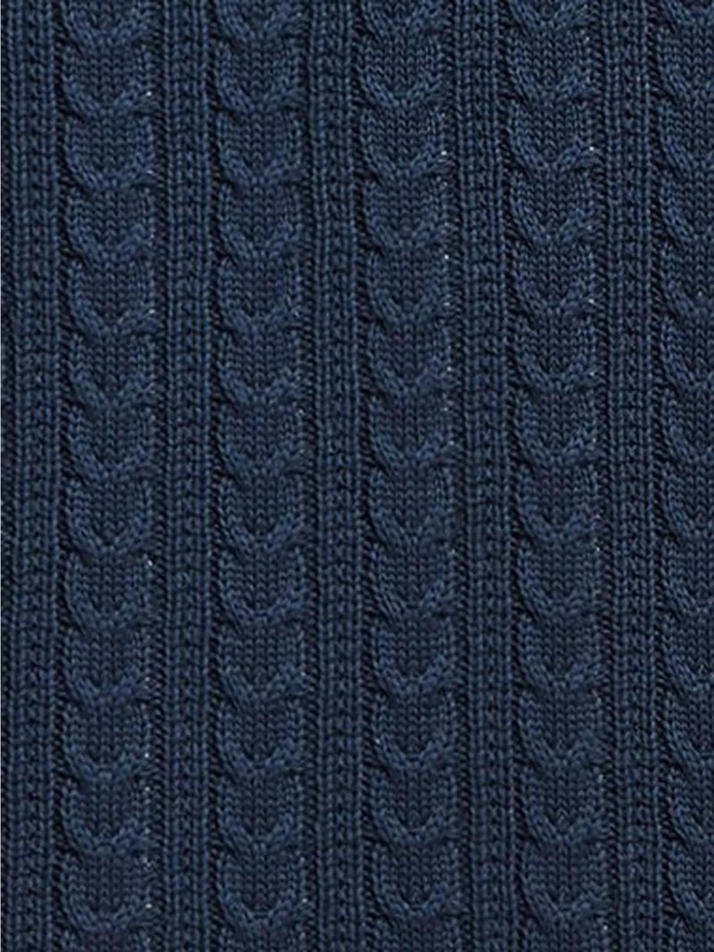 John Lewis Kids' Cable Knit Sherpa Fleece Throw, 150 x 100cm - Navy