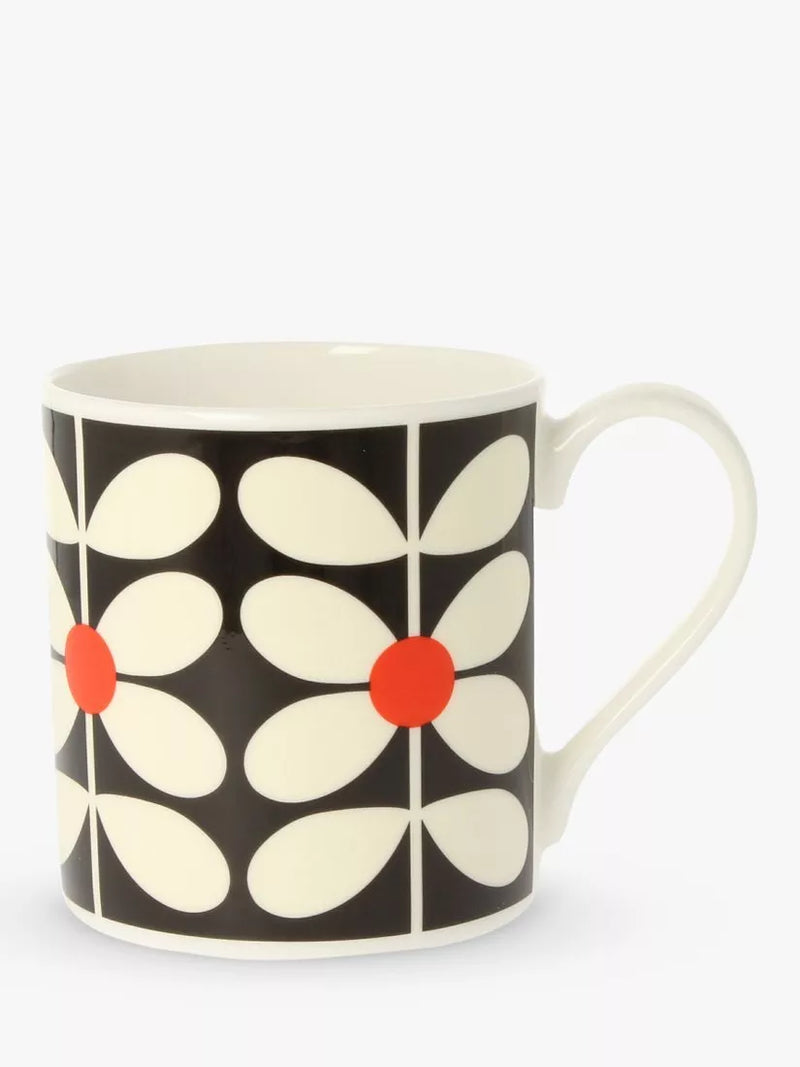 Orla Kiely Sixties print bone china mug 350ml, imported from the UK