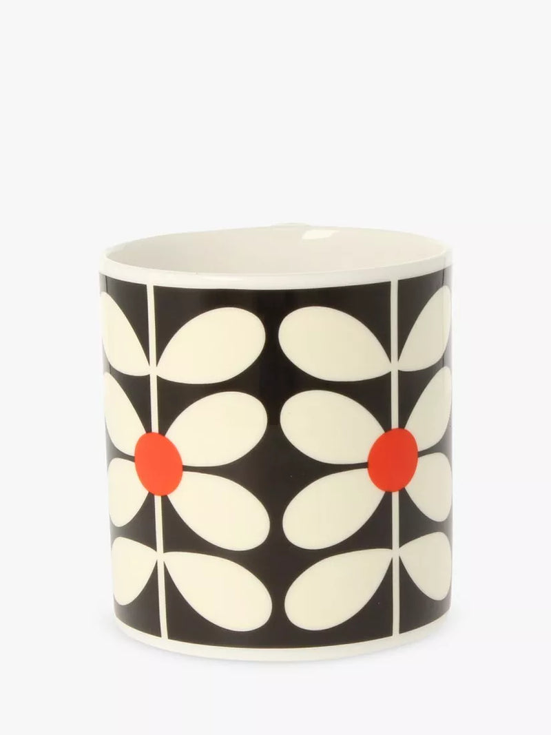 Orla Kiely Sixties print bone china mug 350ml, imported from the UK