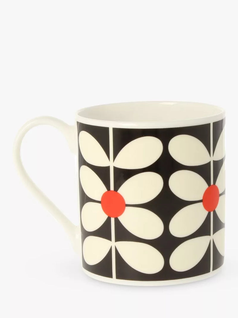 Orla Kiely Sixties print bone china mug 350ml, imported from the UK
