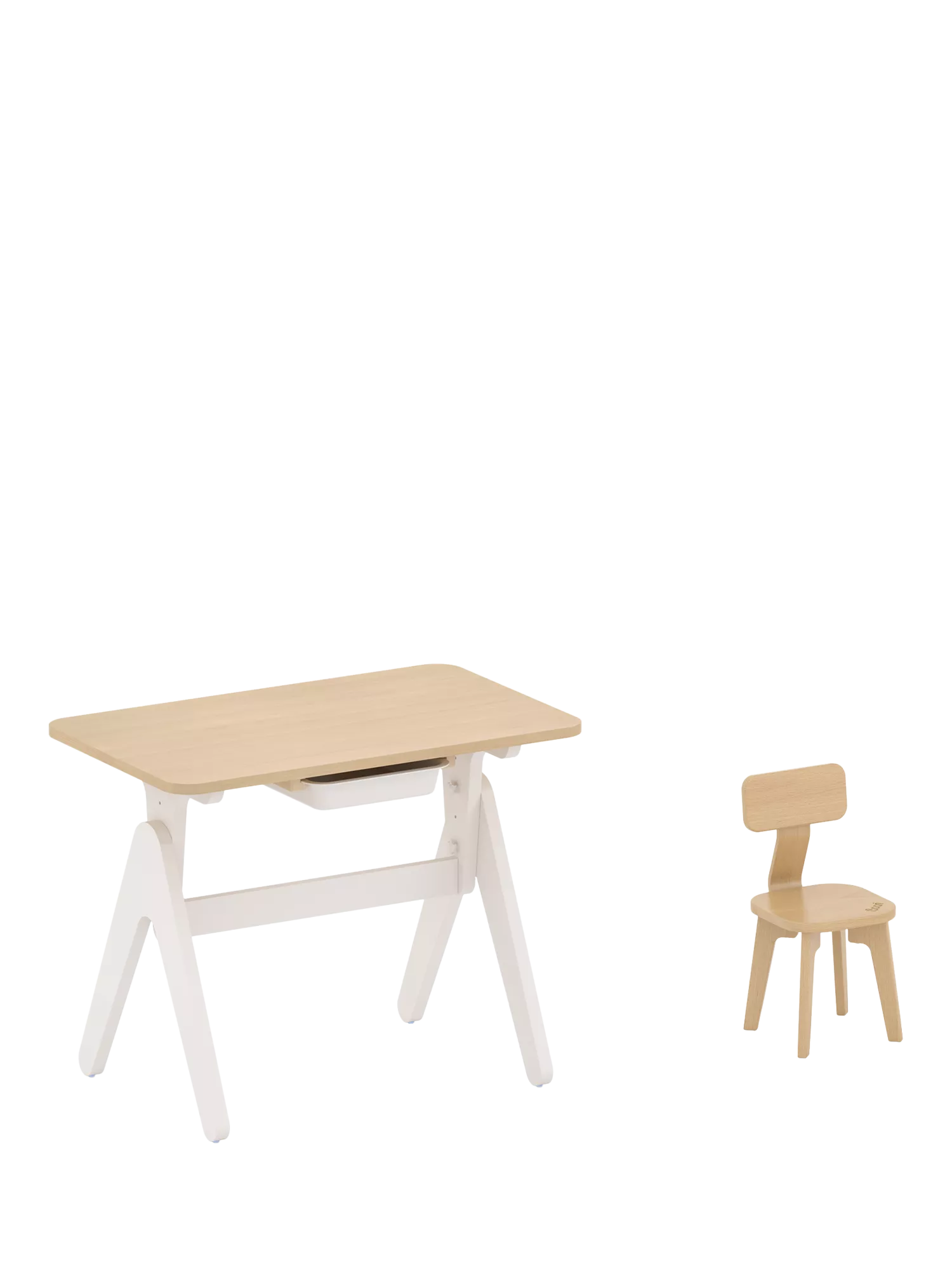 Boori Tidy Learning Kids' Table & Chair Set, White/Almond