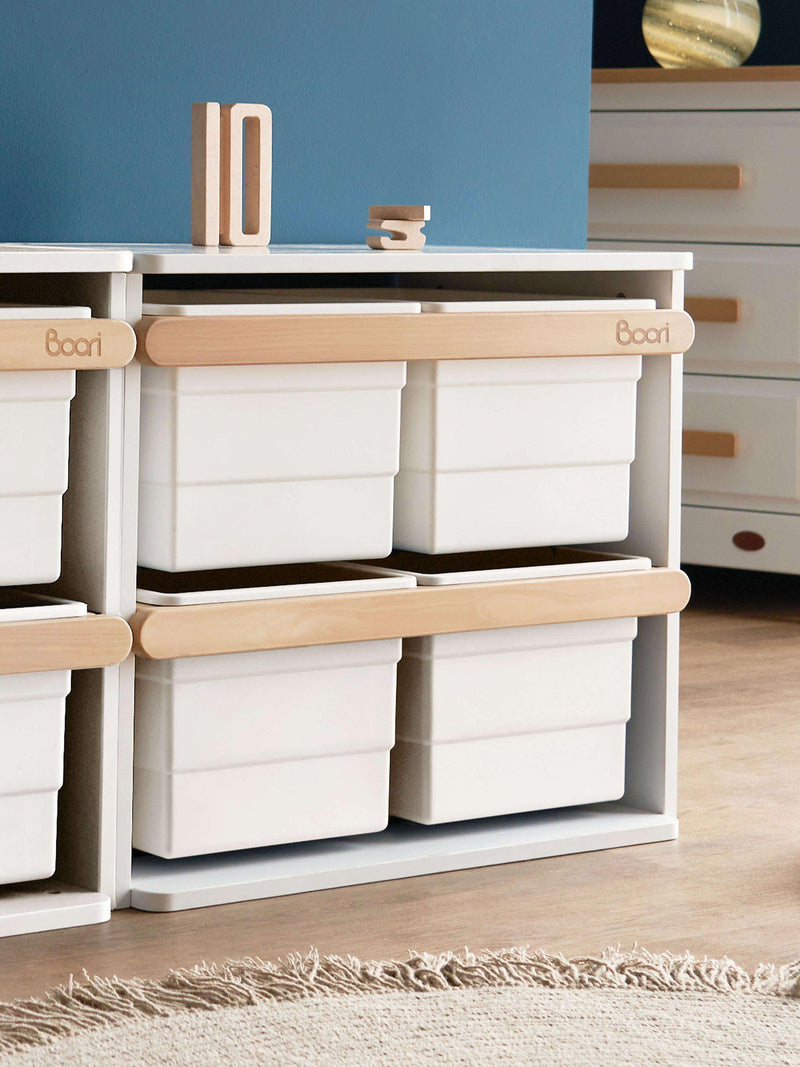 Boori Tidy Toy Cabinet with four drawers and storage tubs, British product