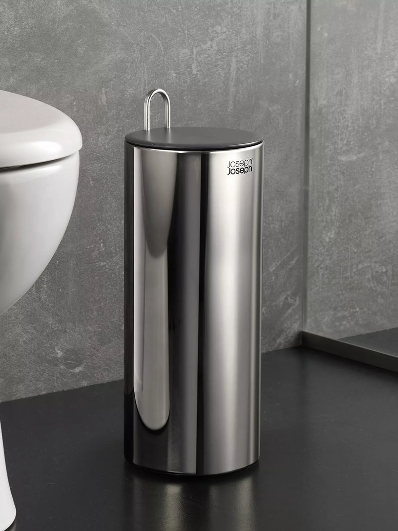 Joseph Joseph concealed toilet roll holder in stainless steel, UK version