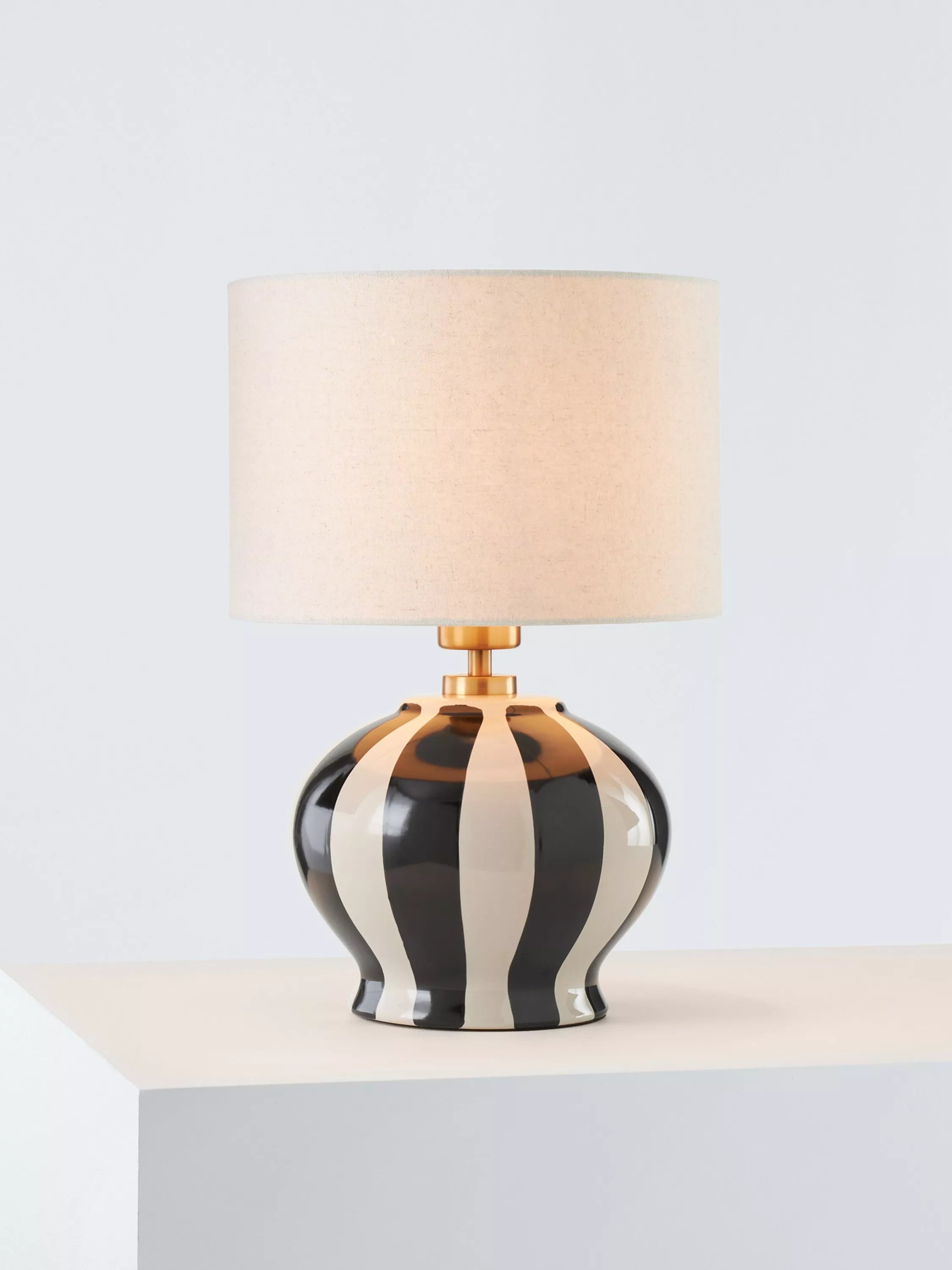 John Lewis Burano stripete keramisk bordlampe medium