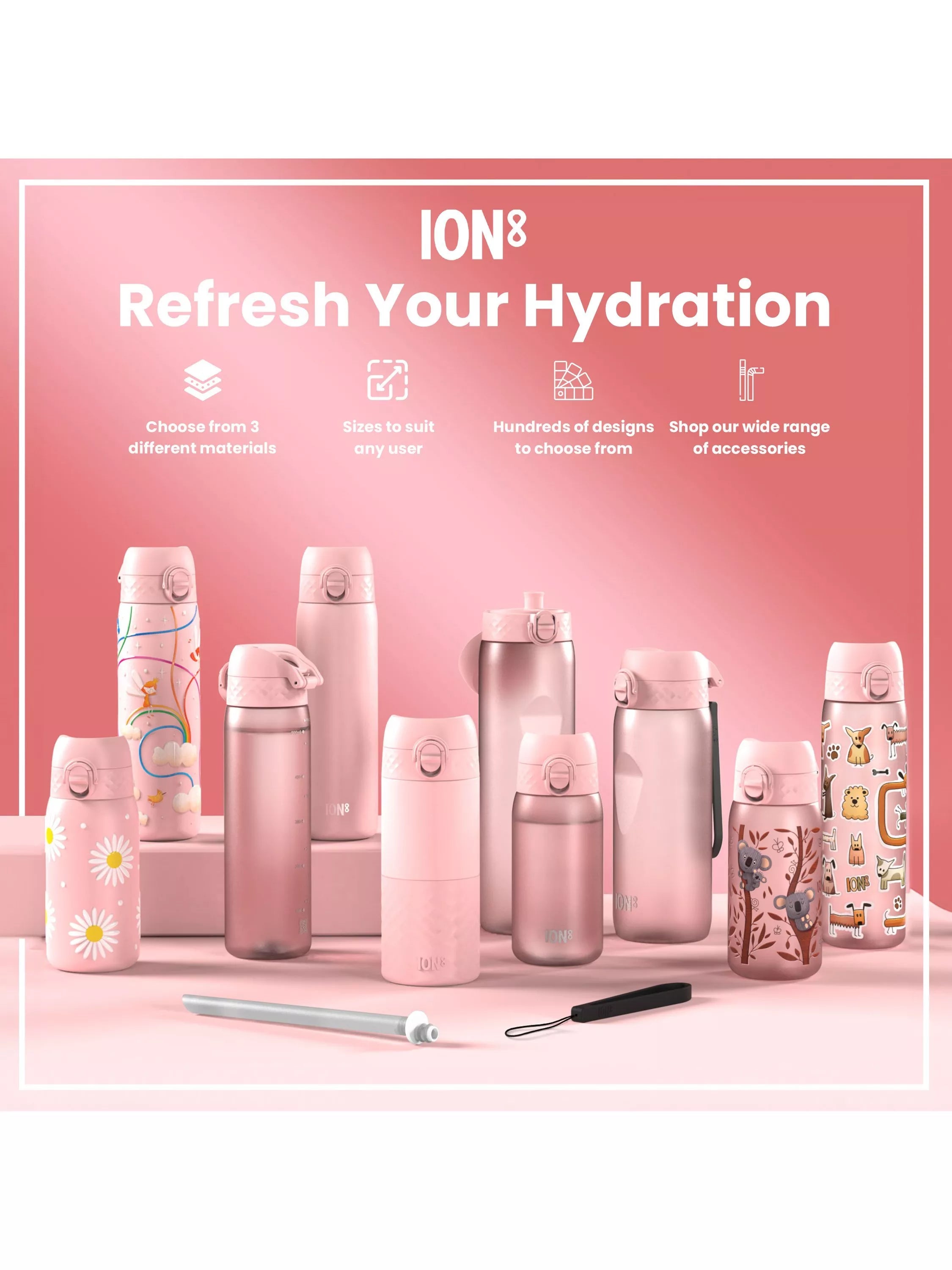 Ion8 Motivation Leak-Proof Recyclon Drinks Bottle 1L, UK version