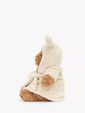 Soft Toy Bear in Oatmeal Towelling Bathrobe with Bunny Ears