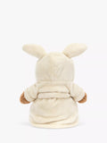 Soft Toy Bear in Oatmeal Towelling Bathrobe with Bunny Ears