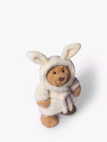 Soft Toy Bear in Oatmeal Towelling Bathrobe with Bunny Ears