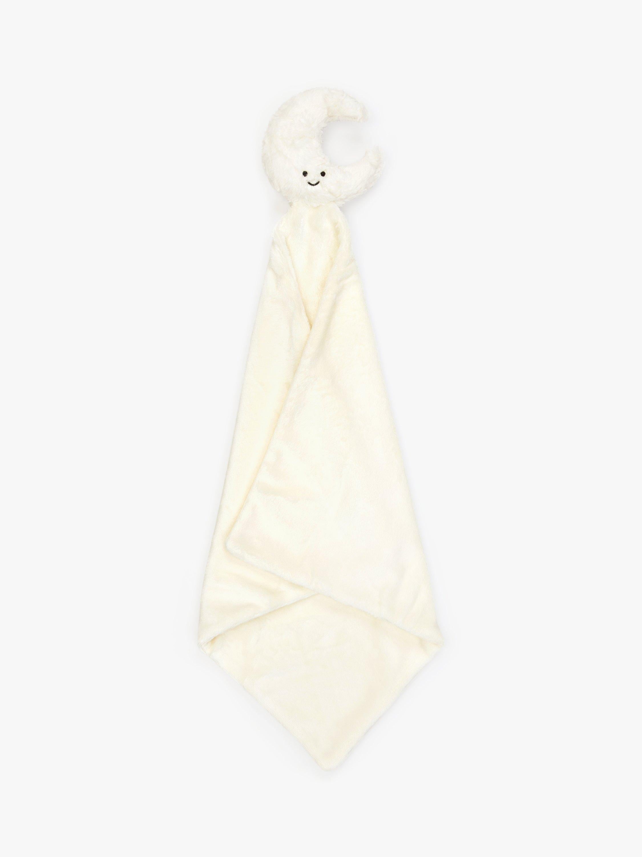 Jellycat Amuseable Moon Soother white faux fur toy, imported from the UK