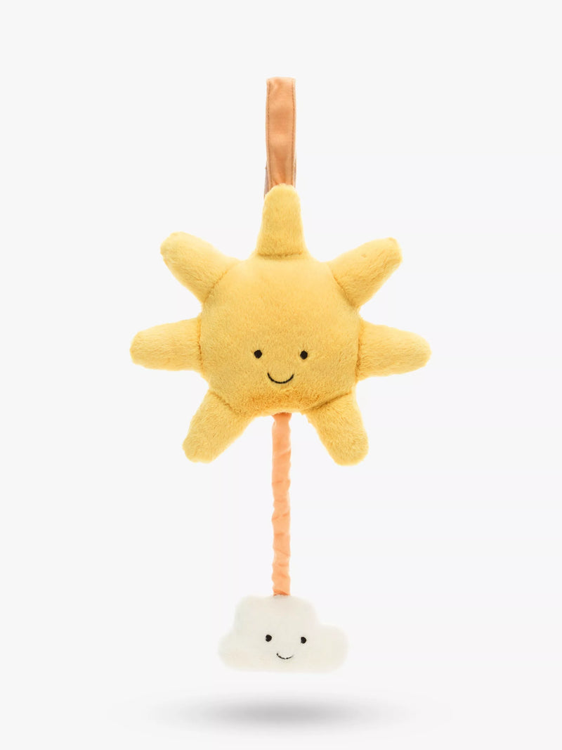 Jellycat Amuseable Sun musical pull soft toy 20cm, imported from the UK