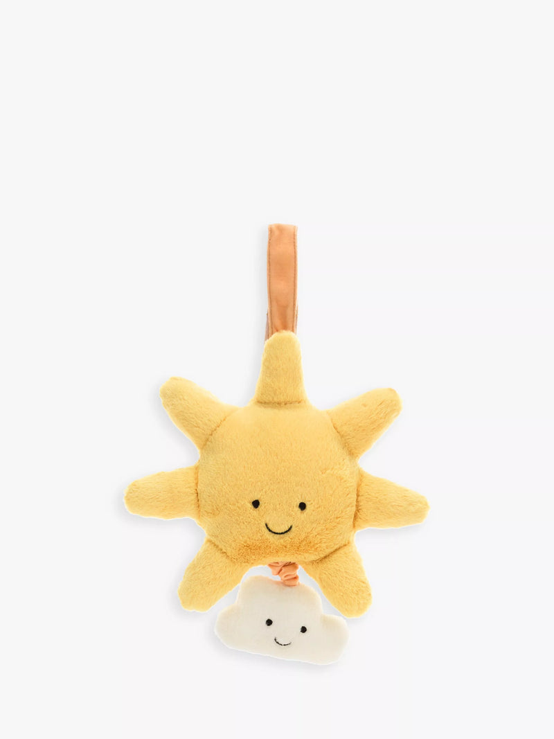 Jellycat Amuseable Sun musical pull soft toy 20cm, imported from the UK