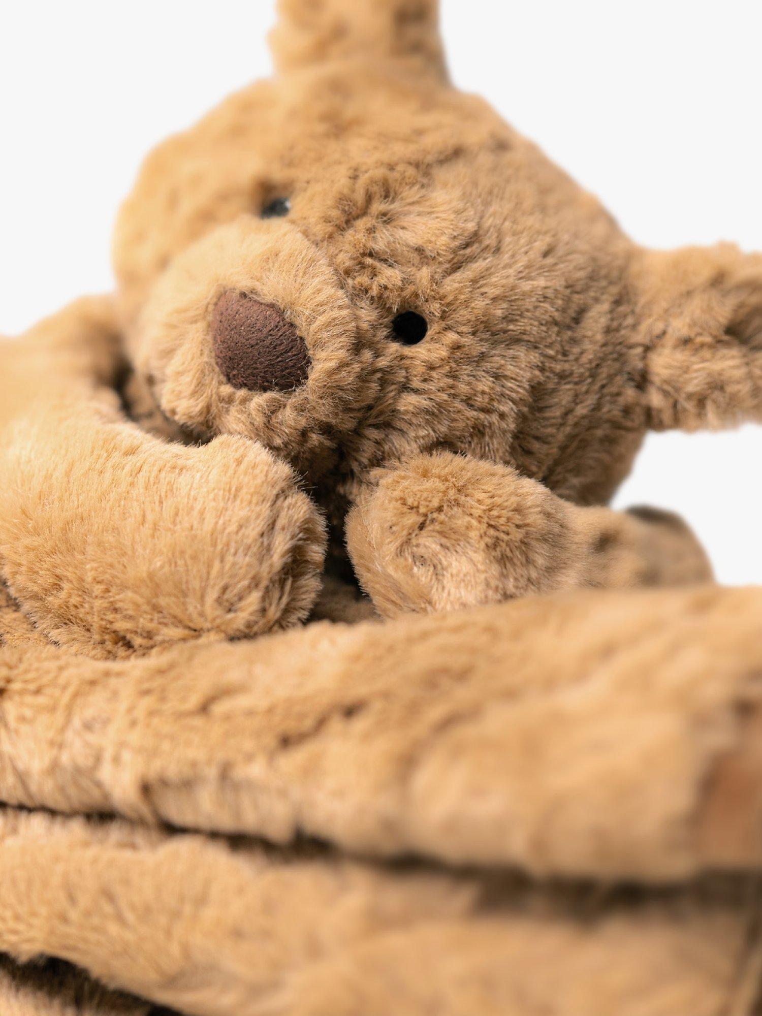 Jellycat Bartholomew Bear Blankie brown faux fur recycled fibres, UK version