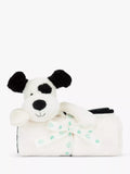 Jellycat Bashful Puppy blankie black cream, imported from the UK