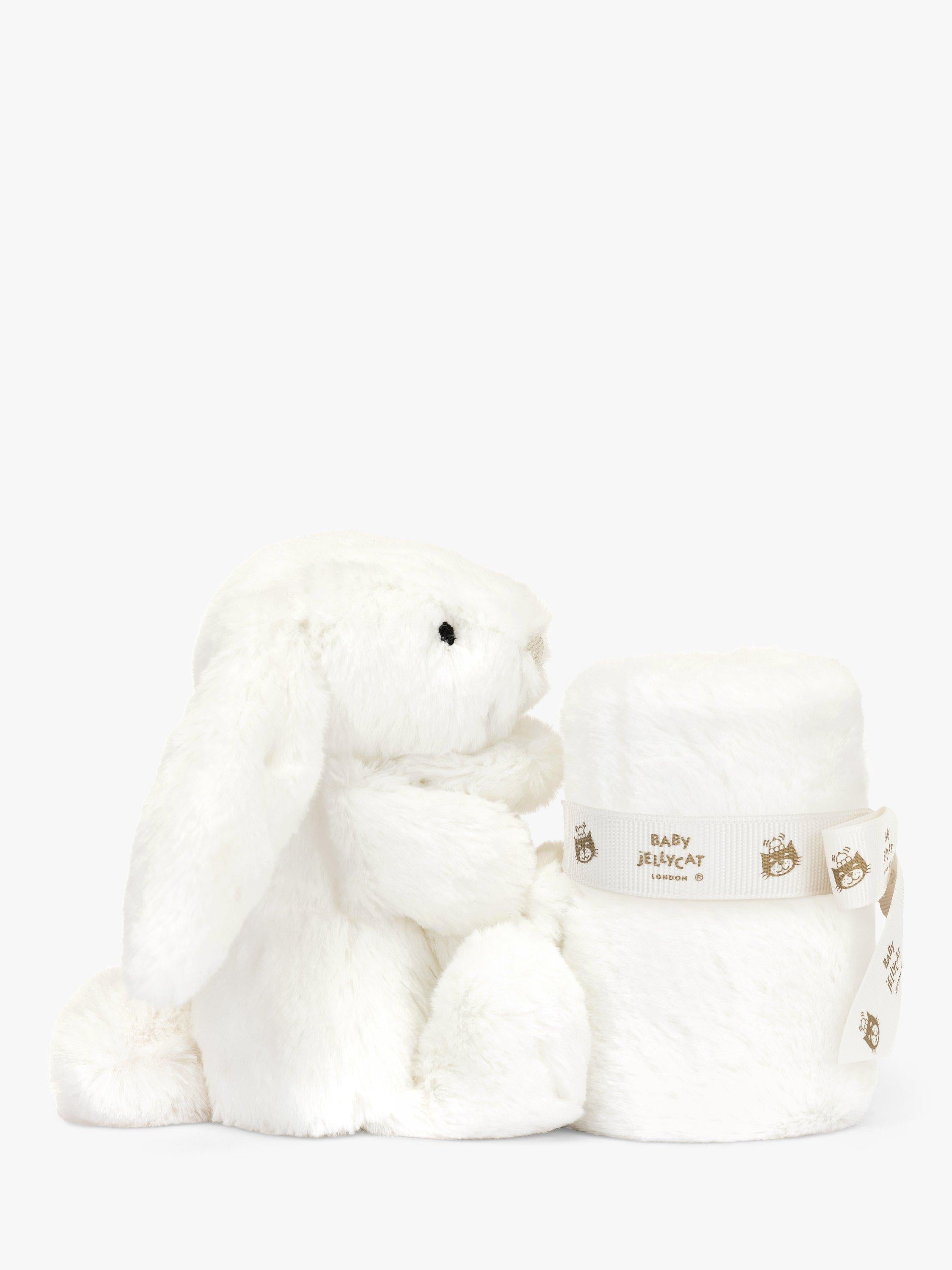 Jellycat bunny soother with white fur blanket - British product