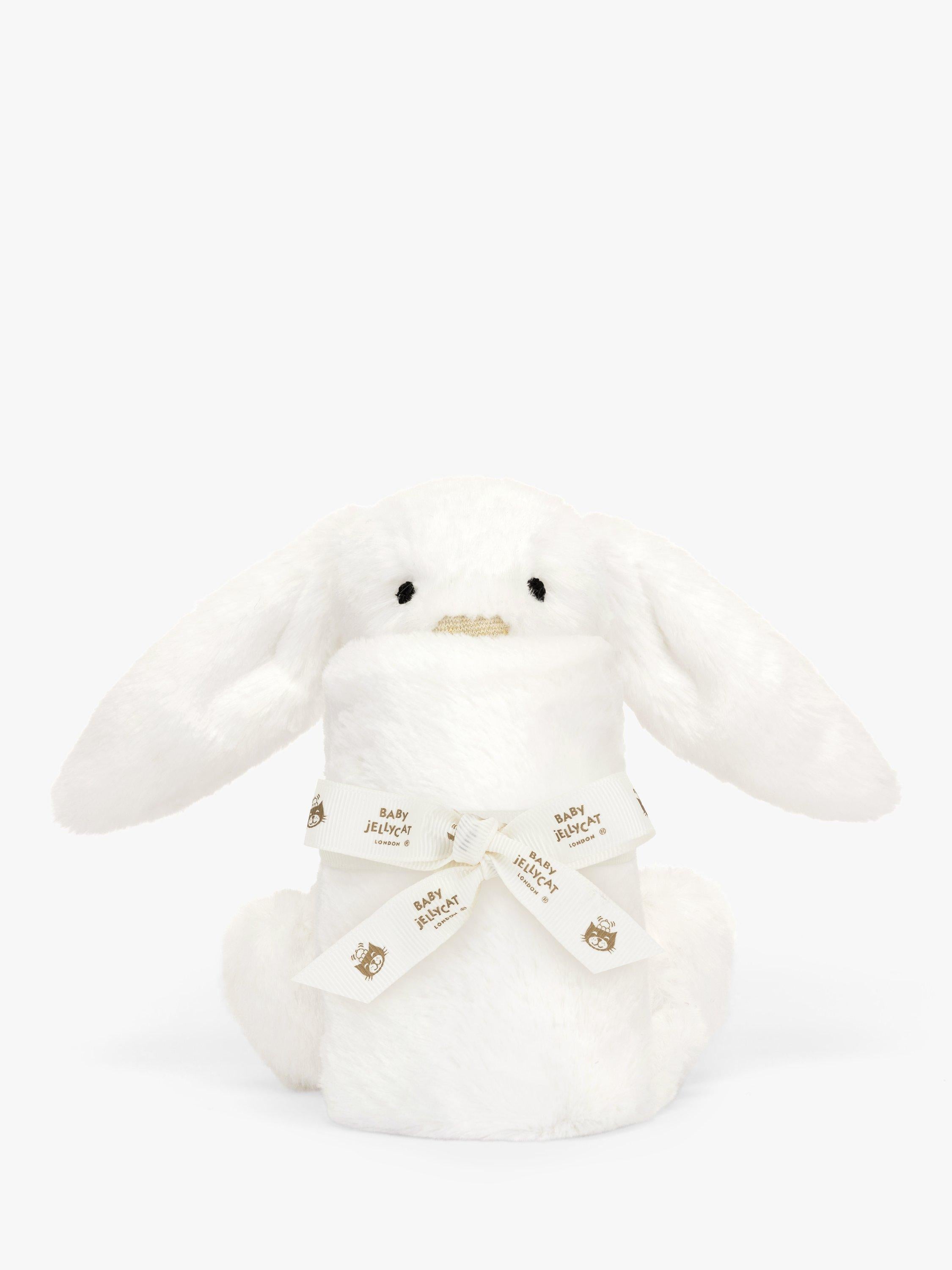 Jellycat bunny soother with white fur blanket - British product