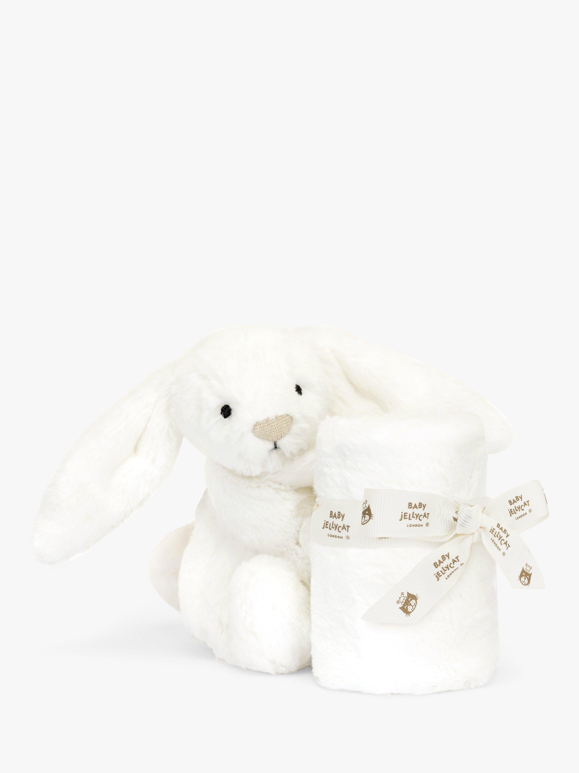 Jellycat bunny soother with white fur blanket - British product