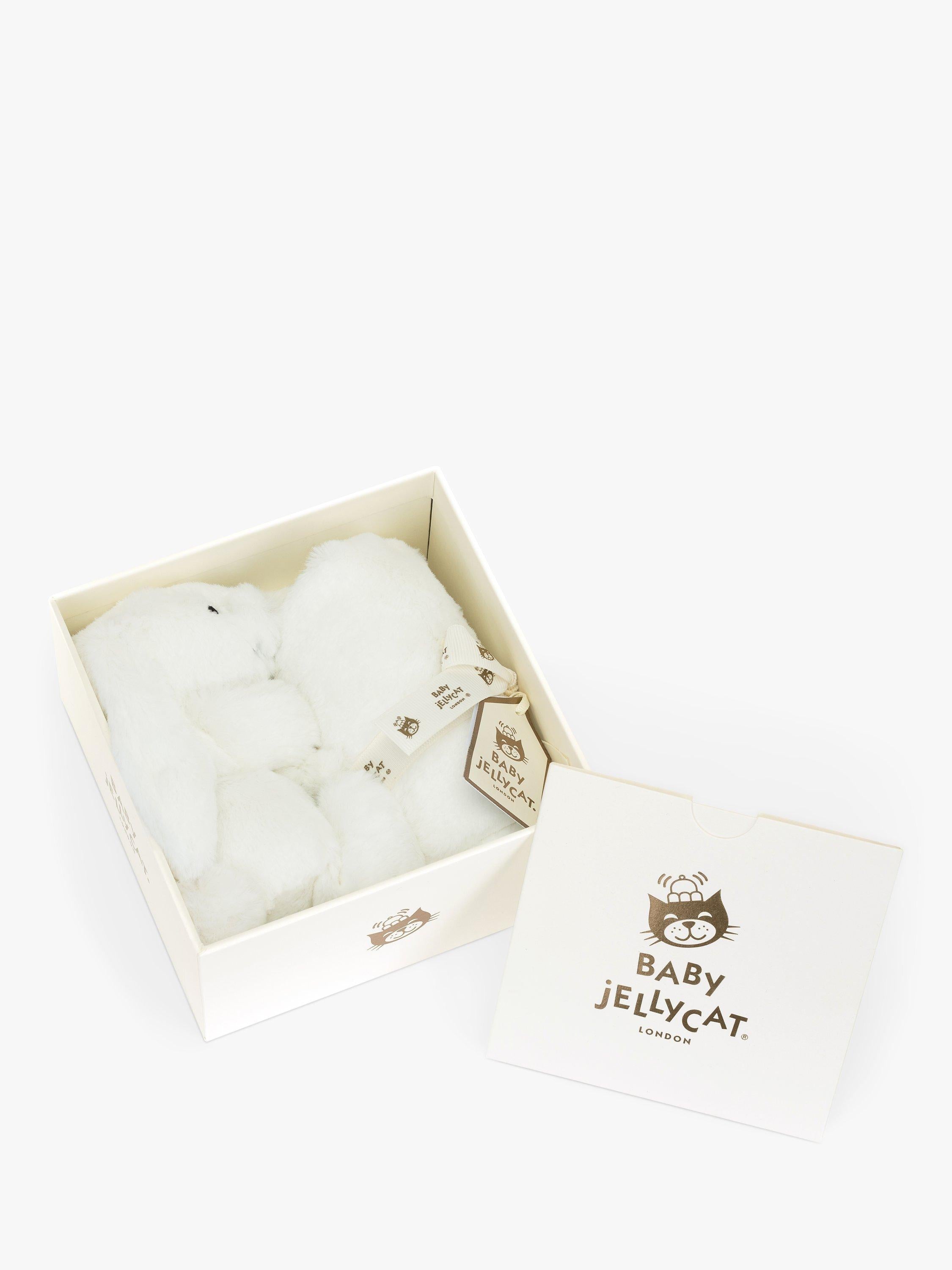 Jellycat bunny soother with white fur blanket - British product