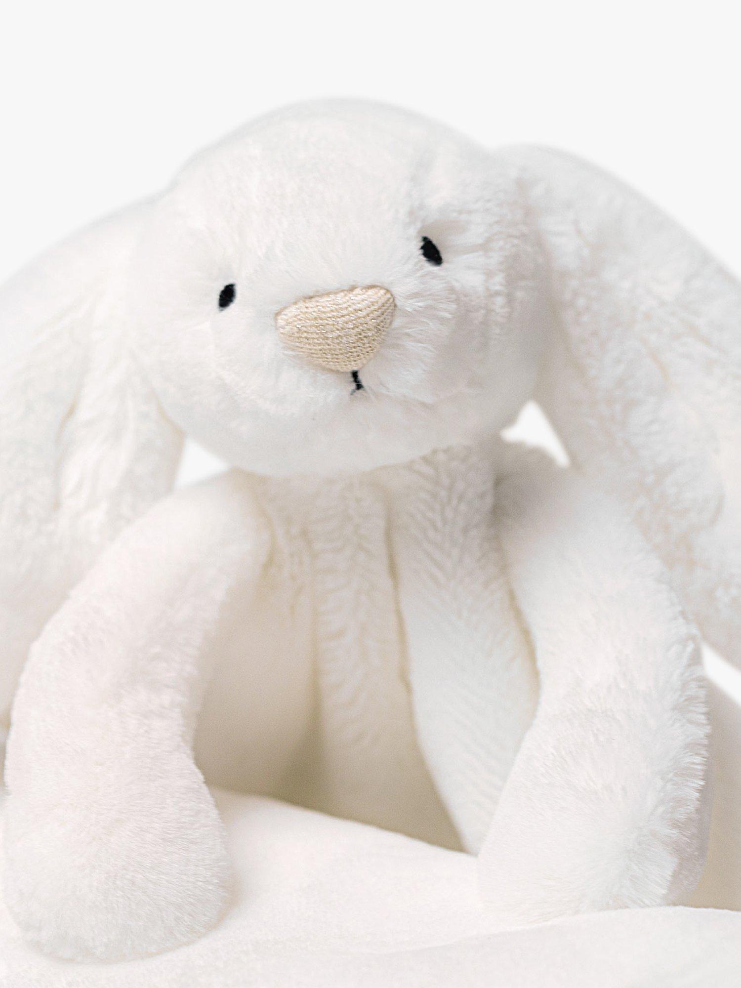 Jellycat bunny soother with white fur blanket - British product