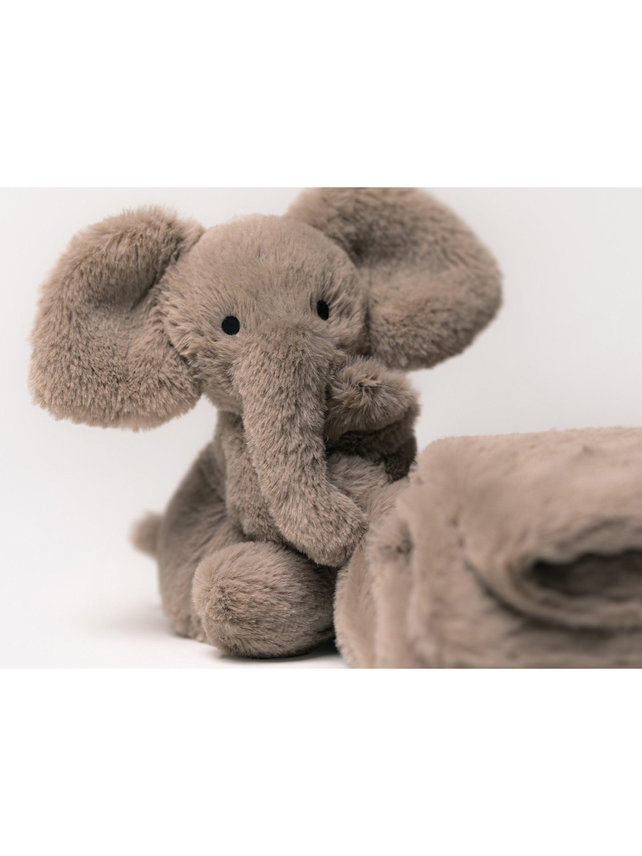 Jellycat Smudge Elephant soother in grey, imported from the UK