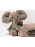 Jellycat Smudge Elephant soother in grey, imported from the UK