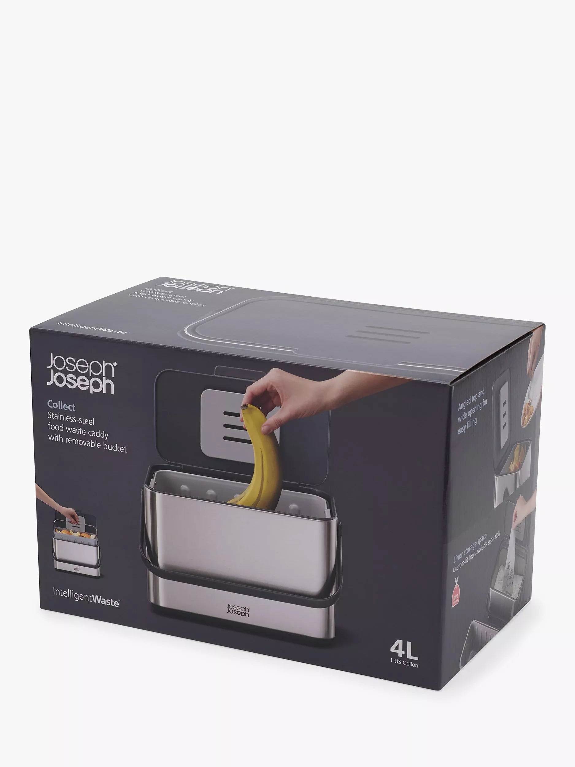 Joseph Joseph stainless steel food waste caddy 4L, UK version