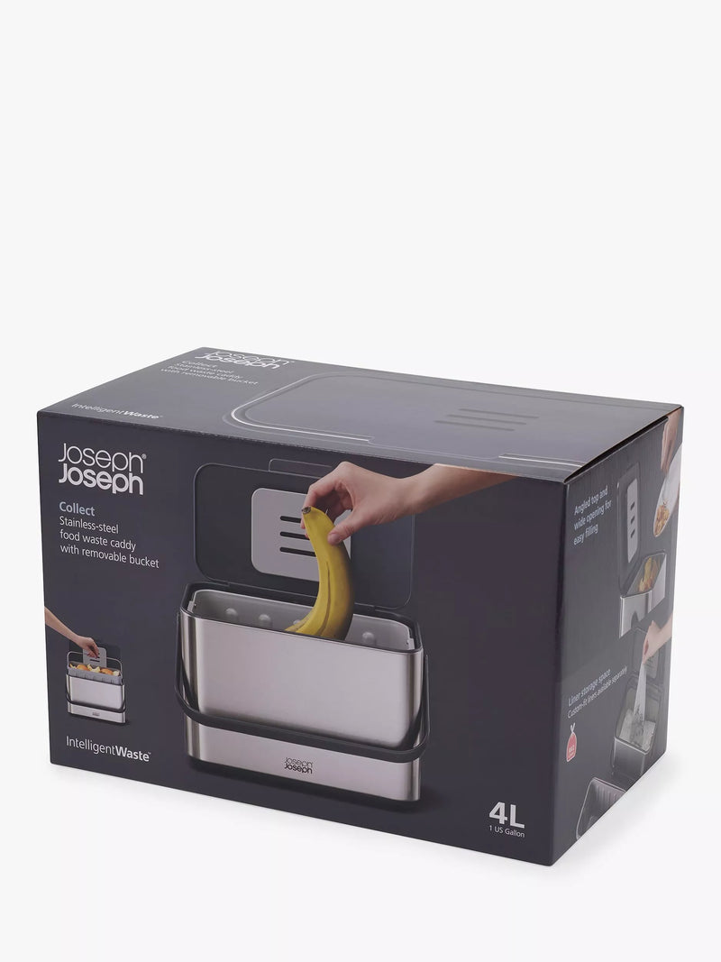 Joseph Joseph stainless steel food waste caddy 4L, UK version