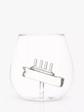 Bar Bespoke clear glass tumbler with handmade ship inside, 500ml - British product