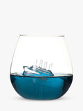 Bar Bespoke clear glass tumbler with handmade ship inside, 500ml - British product