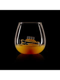 Bar Bespoke clear glass tumbler with handmade ship inside, 500ml - British product