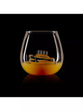 Bar Bespoke clear glass tumbler with handmade ship inside, 500ml - British product